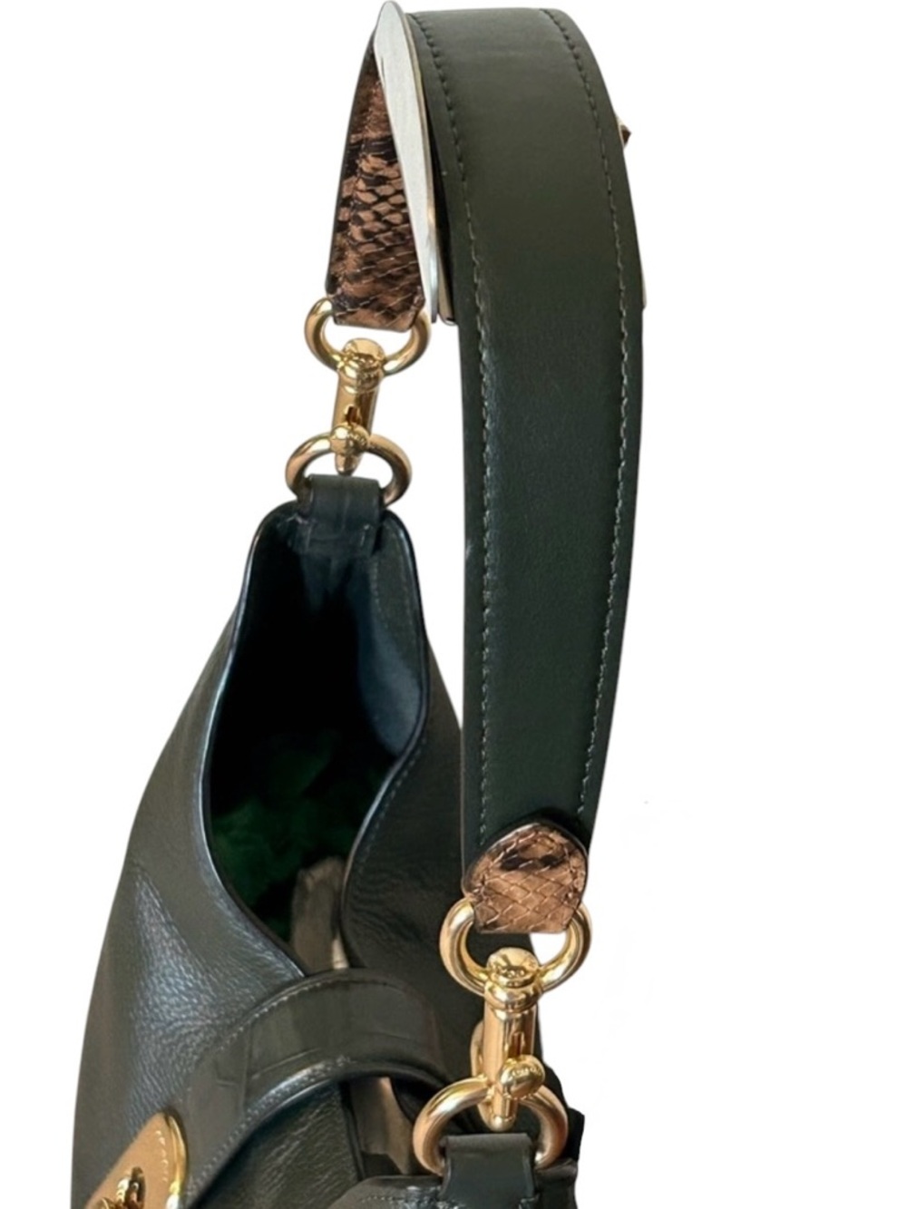 Coach Amber Pebble and Exotic Leather Hobo Shoulder Bag - Picture 9 of 11
